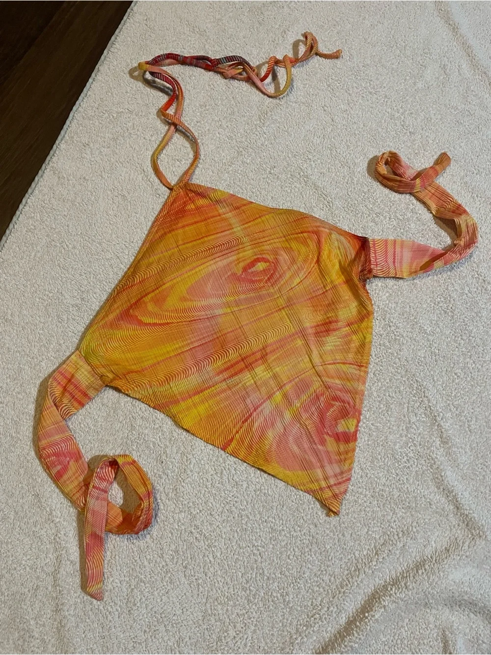 Frankie's Bikinis Orange & Yellow Swirl Halter Tie-Back Camisole